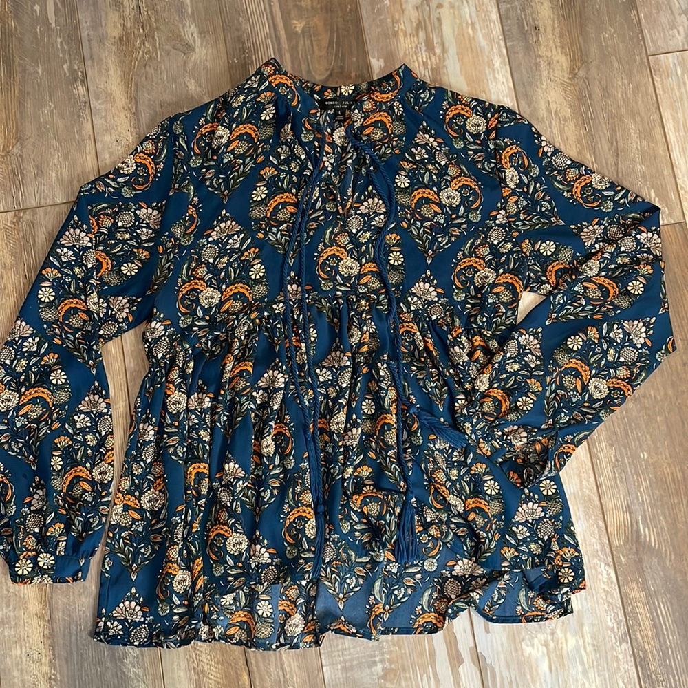 ANTHROPOLOGIE Romeo and Juliet Blue Paisley Print